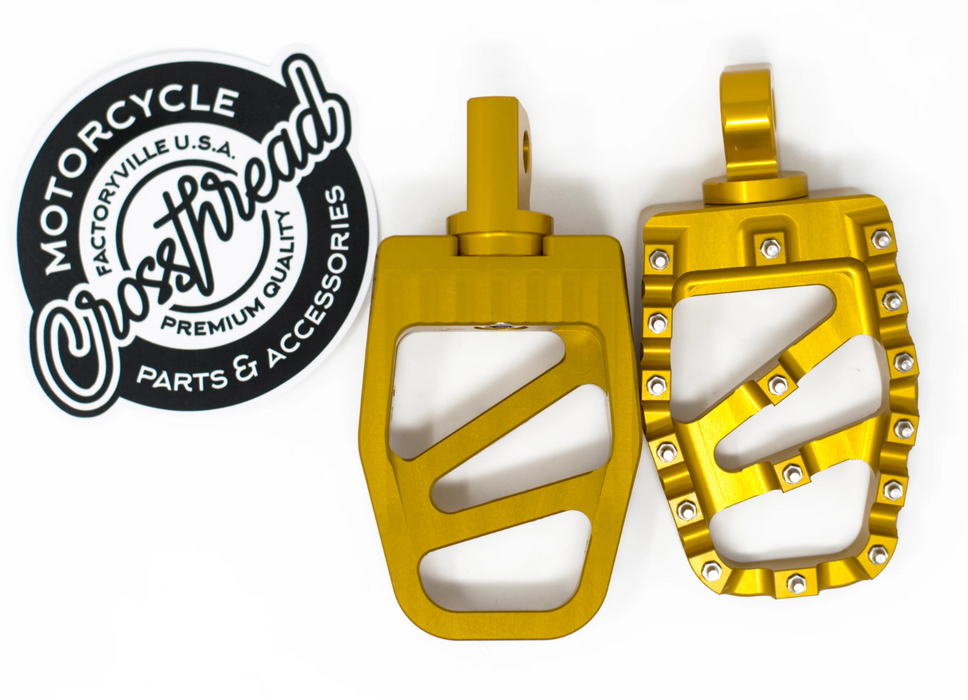Crossthread Cycle Coffin Pegs - M8 SOFTAIL/Pan America FRONT - Gold
