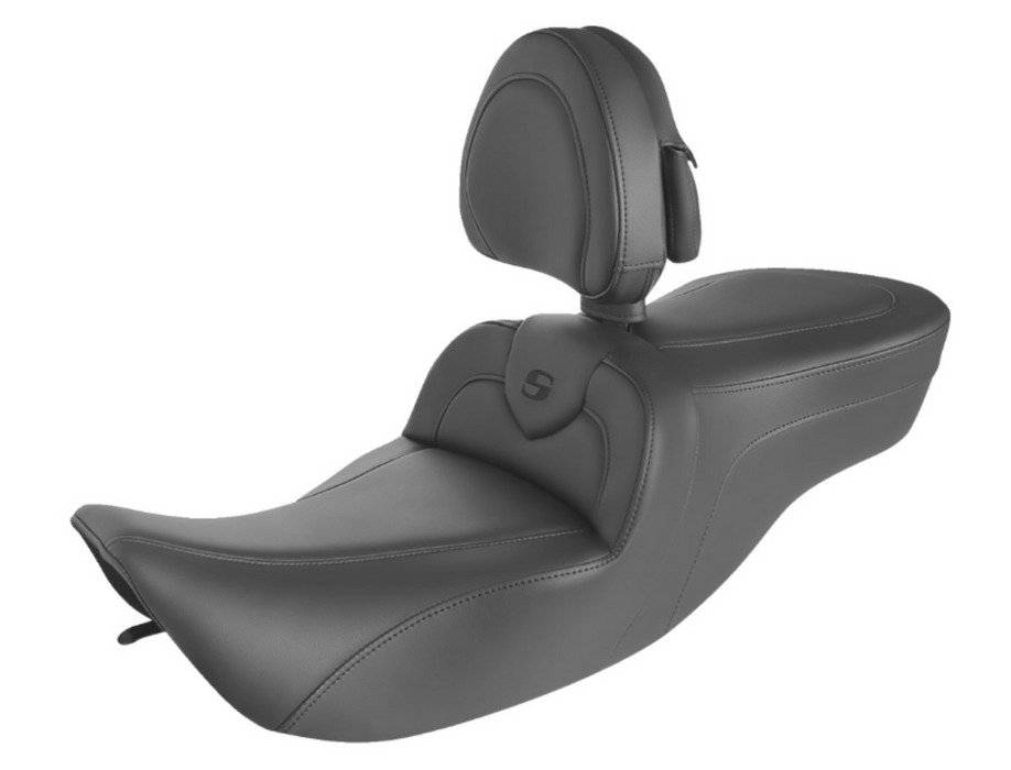 SADDLEMEN 0801-1416 897-06-187BR RoadSofa™ Seat - With Backrest - Black W/Black Stitching