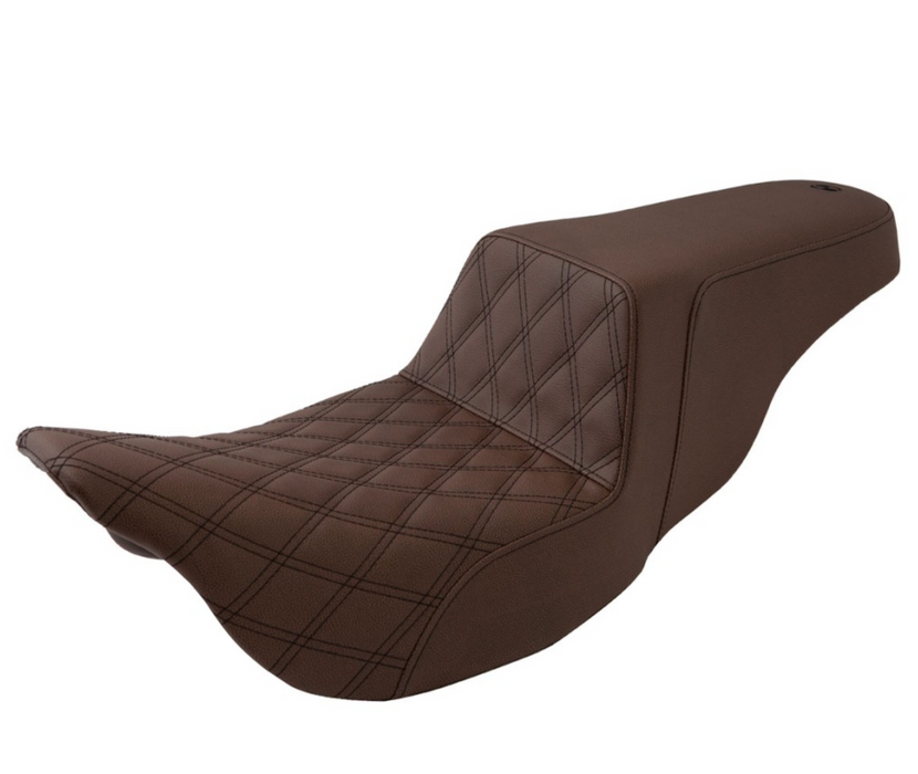 SADDLEMEN 0801-1058 808-07B-172BR Step-Up Seat — Front Lattice Stitch - Brown - '08-'23 FL