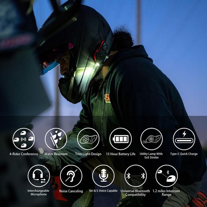 LEXIN FT4 PRO Bluetooth Headset - 4-way Intercom