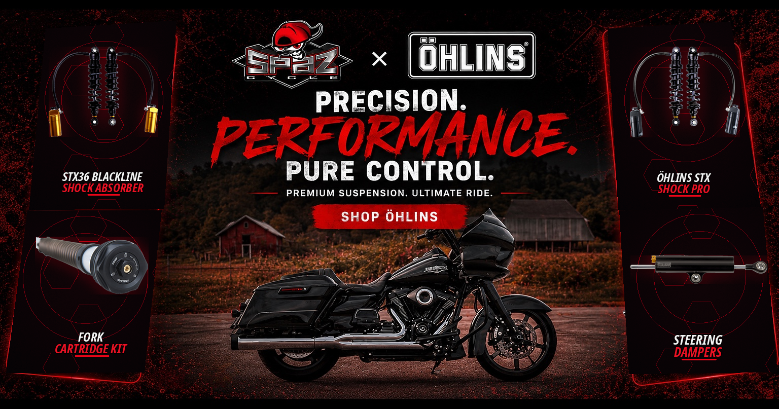 Spaz Cycle x Ohlins premium suspension promotion - Shop Ohlins