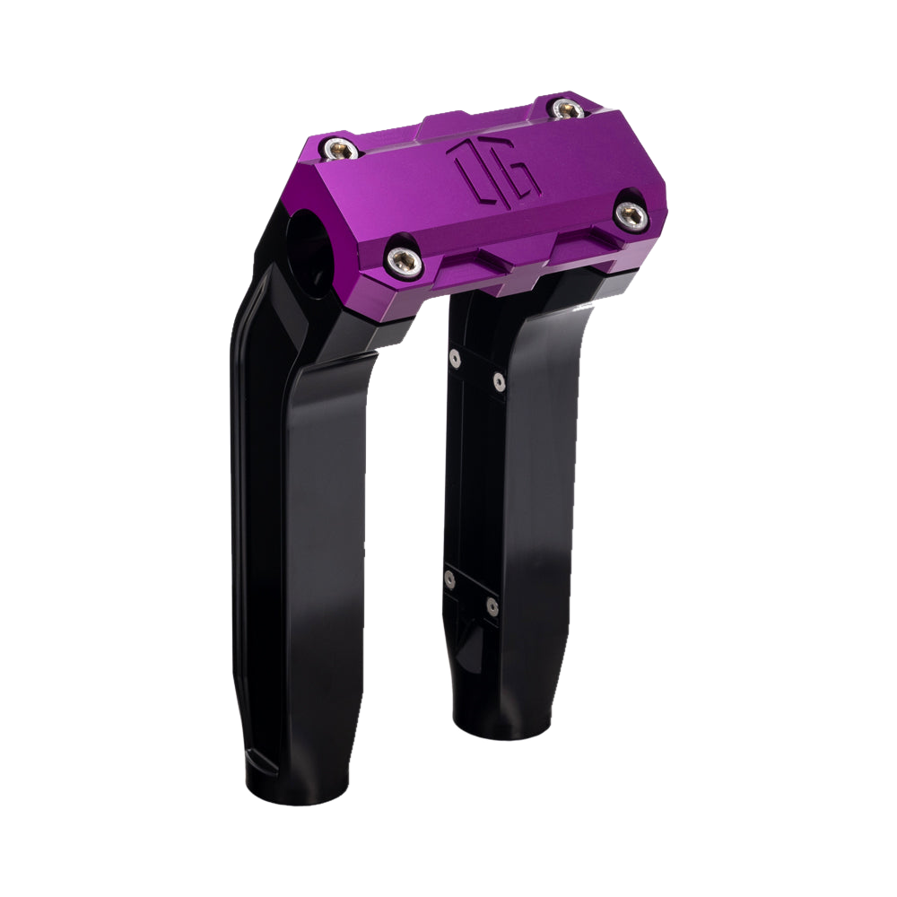 OG 8.5 inch Pull-Back Risers with purple top clamp